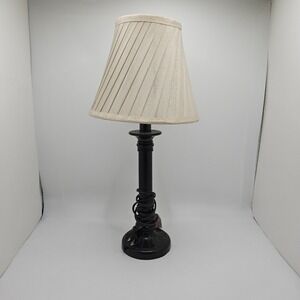 Brown Table Lamp w/ Pleated Shade Cottagecore‎ Farmhouse Cozy Minimalist Decor